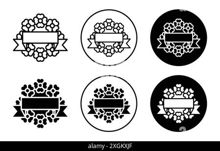 Funeral wreath icon logo sign vector outline in black and white color Stock Vector