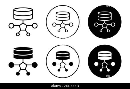 Data architecture icon logo sign vector outline in black and white color Stock Vector