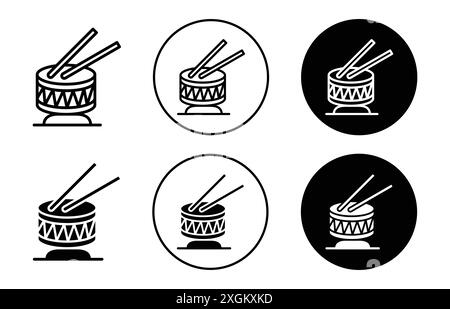 drums icon logo sign vector outline in black and white color Stock Vector