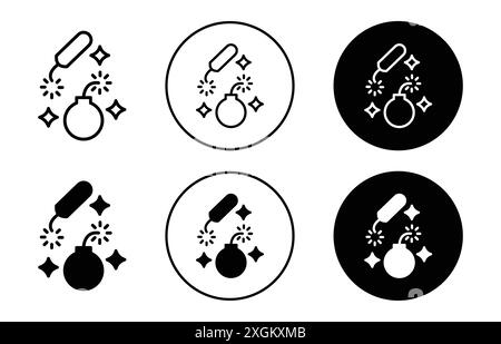 Explosive firecracker icon logo sign vector outline in black and white color Stock Vector