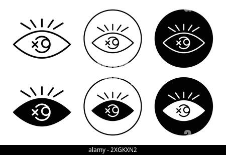 Diabetes eye icon logo sign vector outline in black and white color Stock Vector