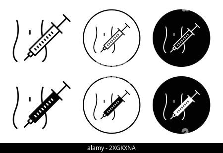 Insulin injecting icon logo sign vector outline in black and white color Stock Vector