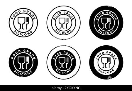 Food grade silicone icon logo sign vector outline in black and white color Stock Vector