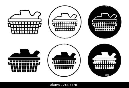 laundry hamper icon logo sign vector outline in black and white color Stock Vector