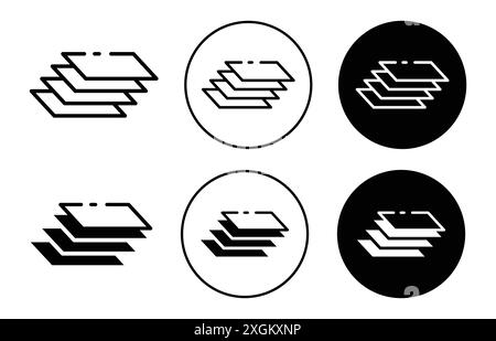 Layers icon logo sign vector outline in black and white color Stock Vector