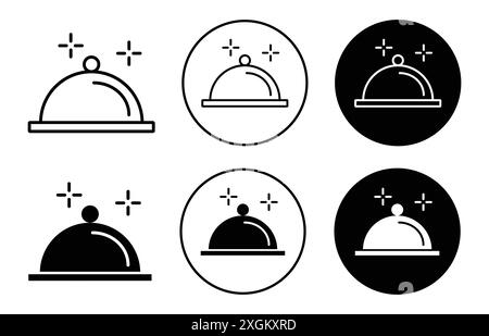 Food platter serving icon logo sign vector outline in black and white color Stock Vector