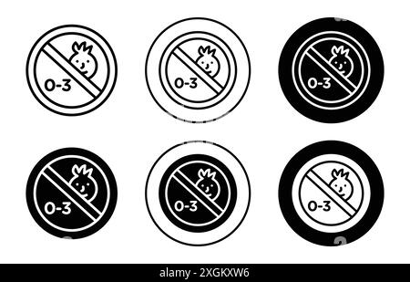 not suitable for children under 3 years icon logo sign vector outline in black and white color Stock Vector