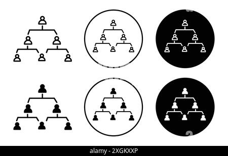 Hierarchical structure icon (2) logo sign vector outline in black and white color Stock Vector