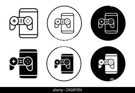 Mobile Game icon logo sign vector outline in black and white color Stock Vector