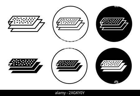 layer of fabric icon logo sign vector outline in black and white color Stock Vector