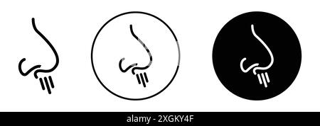 Runny nose icon logo sign vector outline in black and white color Stock Vector