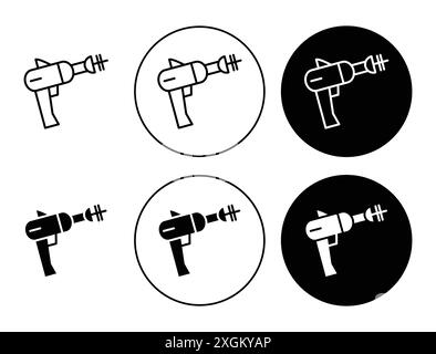 Space gun icon logo sign vector outline in black and white color Stock Vector