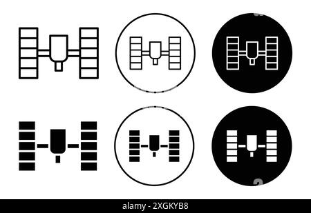 Space station icon logo sign vector outline in black and white color Stock Vector