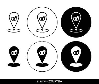 Wedding Location icon logo sign vector outline in black and white color Stock Vector