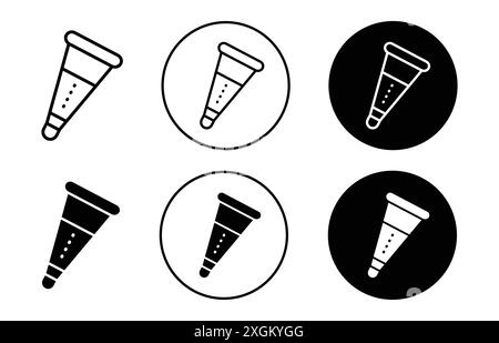 Vuvuzela trumpet icon logo sign vector outline in black and white color Stock Vector