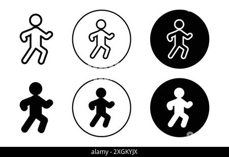 Walker icon logo sign vector outline in black and white color Stock Vector