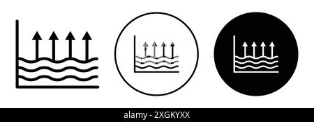 Underfloor heating icon logo sign vector outline in black and white color Stock Vector