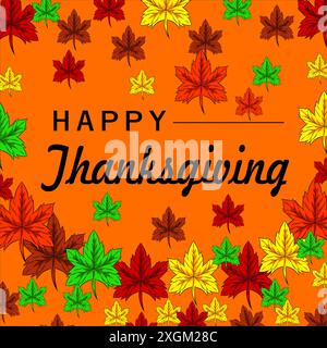 Happy Thanksgiving Background Illustration. Hand drawn typography poster. Celebration text, icon or badge. Vector wallpaper. Stock Vector