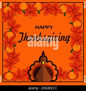 Happy Thanksgiving Background Illustration. Hand drawn typography poster. Celebration text, icon or badge. Vector wallpaper. Stock Vector
