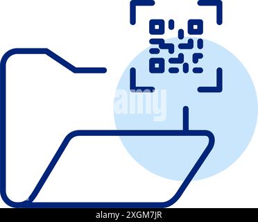 Open file folder and qr code. File labelling and fast access. Pixel perfect, editable stroke vector icon Stock Vector