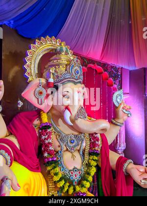 photograph of Lord ganapati Idol, Happy Ganesh Chaturthi. Stock Photo