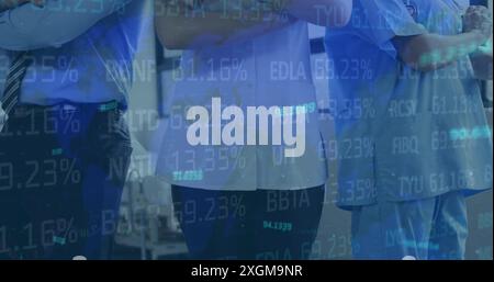 Image of text with globe and network of connections. Global digital interface technology and networking concept digitally generated image. Stock Photo