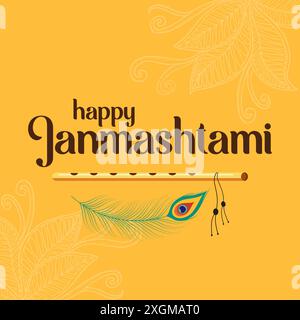 happy janmashtami festival illustration in flat style Stock Vector