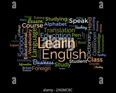 Learn English wordcloud template. Education concept vector background. Stock Vector