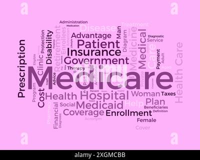 Medicare wordcloud template. Health care concept vector background. Stock Vector