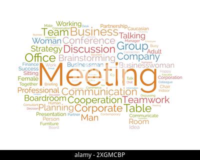 Meeting wordcloud template. Business concept vector background. Stock Vector