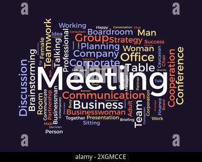 Meeting wordcloud template. Business concept vector background. Stock Vector
