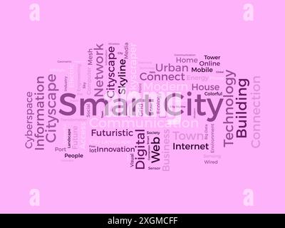 Smart City wordcloud template. Cityscape technology concept vector background. Stock Vector