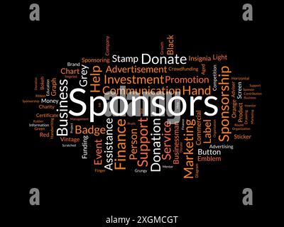 Sponsors wordcloud template. Advertisement concept vector background. Stock Vector