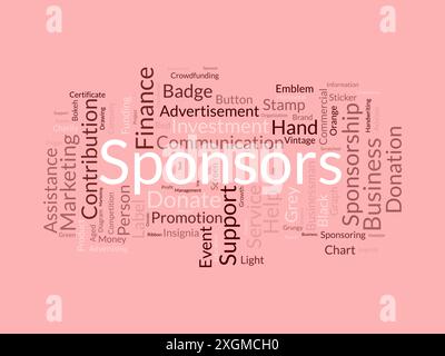 Sponsors wordcloud template. Advertisement concept vector background. Stock Vector