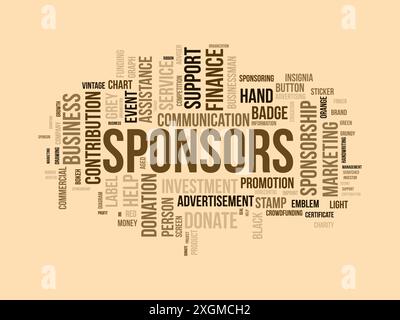 Sponsors wordcloud template. Advertisement concept vector background. Stock Vector