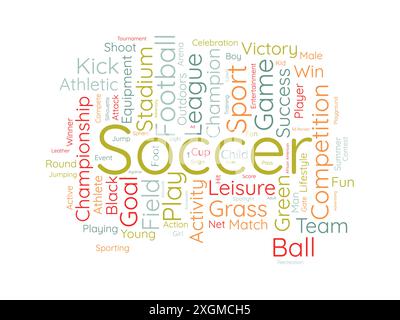Soccer wordcloud template. Sport concept vector background. Stock Vector