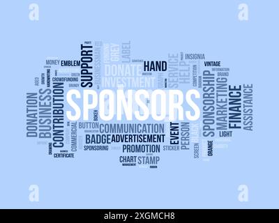 Sponsors wordcloud template. Advertisement concept vector background. Stock Vector