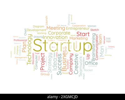 Startup wordcloud template. Business concept vector background. Stock Vector