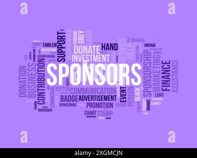 Sponsors wordcloud template. Advertisement concept vector background. Stock Vector