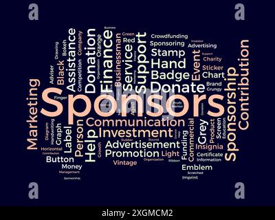 Sponsors wordcloud template. Advertisement concept vector background. Stock Vector