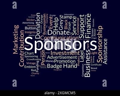 Sponsors wordcloud template. Advertisement concept vector background. Stock Vector