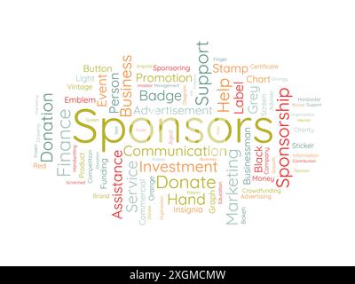 Sponsors wordcloud template. Advertisement concept vector background. Stock Vector