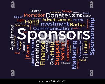 Sponsors wordcloud template. Advertisement concept vector background. Stock Vector