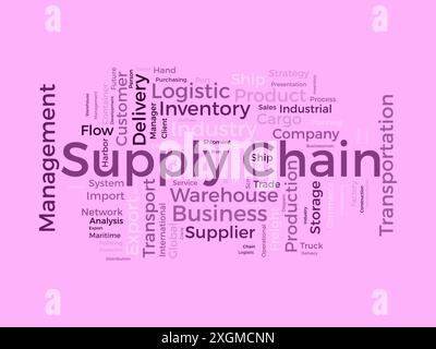 Supply chain wordcloud template. Business concept vector background. Stock Vector