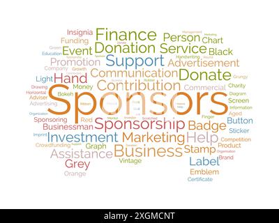Sponsors wordcloud template. Advertisement concept vector background. Stock Vector
