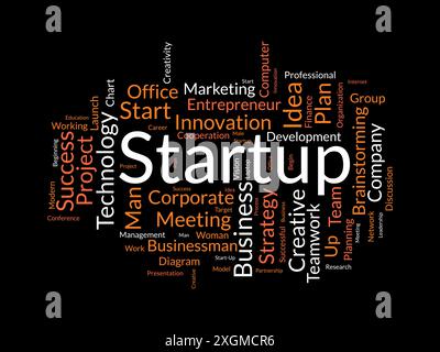 Startup wordcloud template. Business concept vector background. Stock Vector
