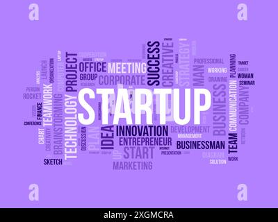 Startup wordcloud template. Business concept vector background. Stock Vector