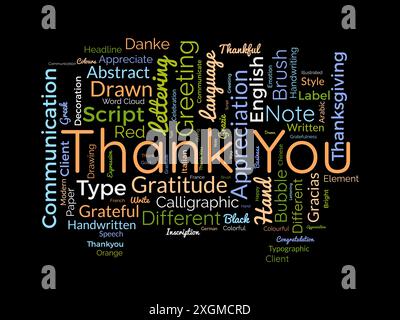 Thank You wordcloud template. Greeting concept vector background. Stock Vector