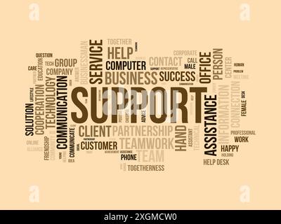 Support wordcloud template. Business concept vector background. Stock Vector