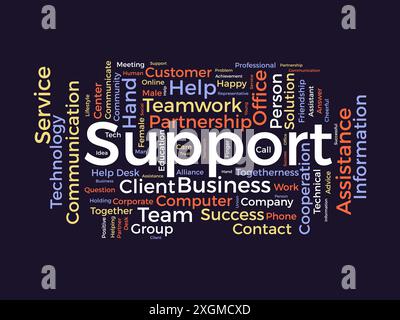 Support wordcloud template. Business concept vector background. Stock Vector